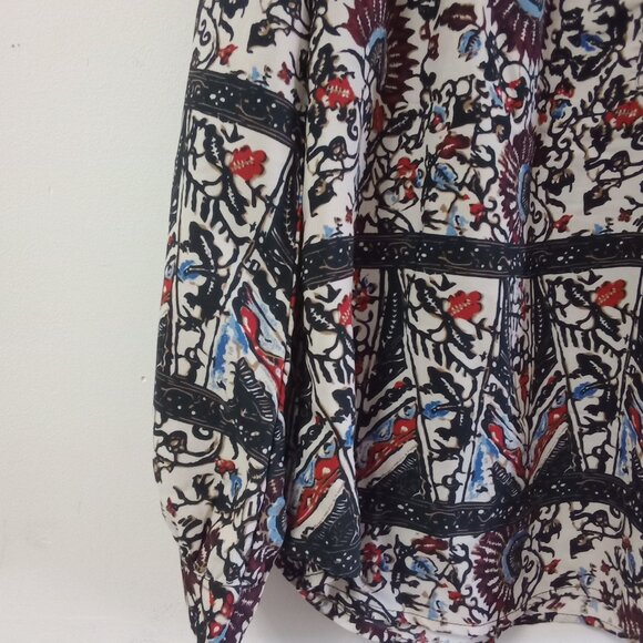 glam American Made Boho Border-Print V‑Neck Blouse Size M - Picture 4 of 7